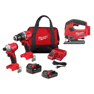 Milwaukee M18 18-Volt Lith-Ion Brushless Cordless Compact Hammer Drill/Impact Combo Kit (2-Tool) w/2 Batteries & M18 FUEL Jig Saw