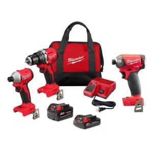 Milwaukee M18 18-Volt Lith-Ion Brushless Cordless Compact Hammer Drill/Impact Combo Kit w/2 Batteries & M18 FUEL Impact Driver