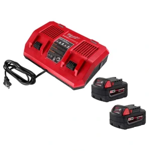 Milwaukee M18 18-Volt Lithium-Ion Dual Bay Rapid Battery Charger with (2) M18 5.0Ah Batteries