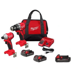 Milwaukee M18 18V Lithium-Ion Brushless Cordless Compact Drill/Impact Combo Kit (2-Tool) w/(3) 2.0Ah Batteries