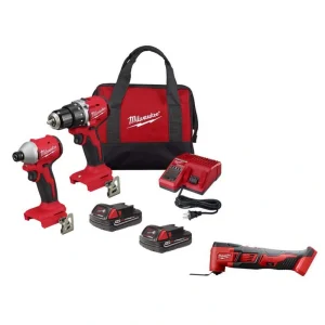 Milwaukee M18 18V Lithium-Ion Brushless Cordless Compact Drill/Impact Combo Kit (2-Tool) with Oscillating Multi-Tool