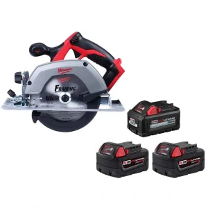 Milwaukee M18 18V Lithium-Ion Cordless 6-1/2 in. Circular Saw with M18 (1) High Output 6.0Ah Battery & (2) 5.0Ah Battery