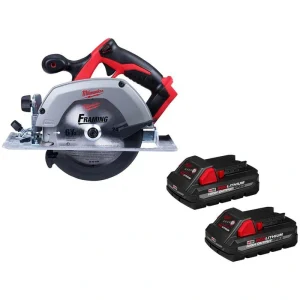 Milwaukee M18 18V Lithium-Ion Cordless 6-1/2 in. Circular Saw with Two 3.0 Ah Batteries