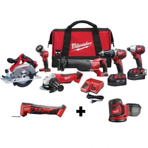 Milwaukee M18 18V Lithium-Ion Cordless Combo Tool Kit (6-Tool) with M18 Multi-Tool and M18 Random Orbit Sander