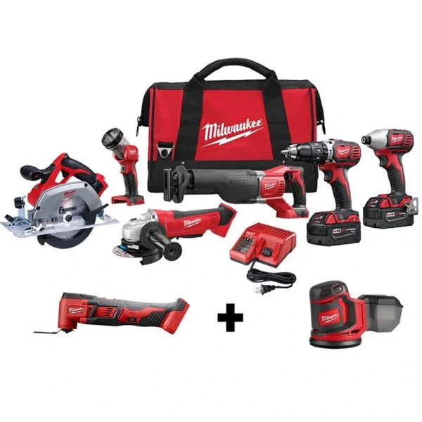 Milwaukee M18 18V Lithium-Ion Cordless Combo Tool Kit (6-Tool) with M18 Multi-Tool and M18 Random Orbit Sander