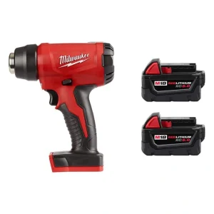 Milwaukee M18 18V Lithium-Ion Cordless Compact Heat Gun with (2) M18 5.0 Ah Batteries