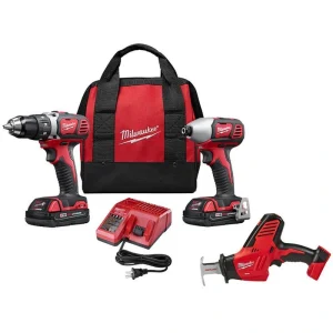 Milwaukee M18 18V Lithium-Ion Cordless Drill Driver/Impact Driver Combo Kit (2-Tool) with (2) Batteries, and Reciprocating Saw