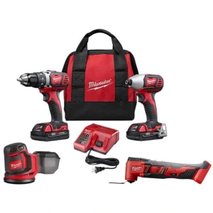 Milwaukee M18 18V Lithium-Ion Cordless Drill Driver/Impact Driver/Reciprocating Saw Combo Kit (3-Tool) W/ Random Orbit Sander