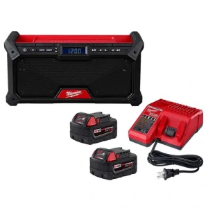 Milwaukee M18 18V Lithium-Ion Cordless Jobsite Radio with Two 5.0Ah Batteries and Charger