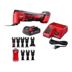Milwaukee M18 18V Lithium-Ion Cordless Oscillating Multi-Tool Kit with one 1.5 Ah Battery & Charger with OMT Blade Set (8-Piece)