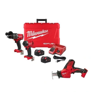 Milwaukee M18 FUEL 18-V Li-Ion Brushless Cordless Hammer Drill and Impact Driver Combo Kit (2-Tool) w/Hackzall Reciprocating Saw