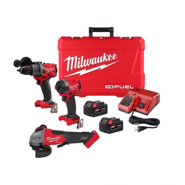Milwaukee M18 FUEL 18-Volt Lithium-Ion Brushless Cordless Combo Kit 2-Tool with 2 Batteries Charger 4-1/2in. to 5in. Grinder