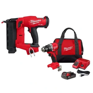 Milwaukee M18 FUEL 18-Volt Lithium-Ion Brushless Cordless Gen II 18-Gauge Brad Nailer W/M18 Brushless 1/2 Drill Driver Kit