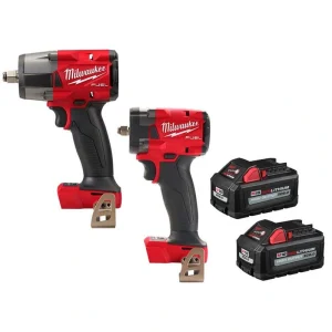 Milwaukee M18 FUEL 18V Lith-Ion Brushless Cordless 1/2 in. Impact Wrench w/3/8 in. Impact Wrench & (2) High Output 6.0Ah Battery