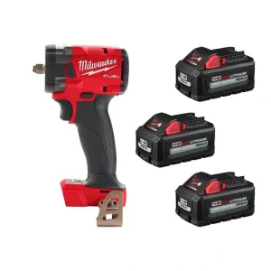 Milwaukee M18 FUEL 18V Lith-Ion Brushless Cordless 3/8 in. Compact Impact Wrench w/(3) High Output Battery Pack 6.0Ah