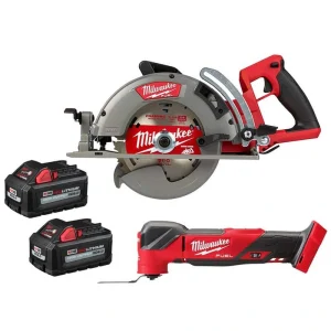 Milwaukee M18 FUEL 18V Lith-Ion Cordless 7-1/4 in. Rear Handle Circular Saw w/M18 FUEL Multi-Tool & (2) High Output 6.0Ah Battery