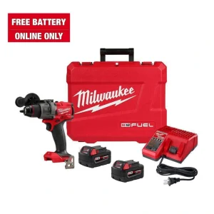 Milwaukee M18 FUEL 18V Lithium-Ion Brushless Cordless 1/2 in. Drill/Driver Kit W/(2) 5.0Ah Batteries, Charger, and Hard Case