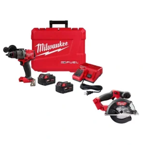 Milwaukee M18 FUEL 18V Lithium-Ion Brushless Cordless 1/2 in. Hammer Drill Driver Kit with 5-3/8 in. Circular Saw