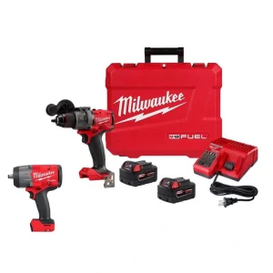 Milwaukee M18 FUEL 18V Lithium-Ion Brushless Cordless 1/2 in. Hammer Drill Driver Kit with M18 FUEL High-Torque Impact Wrench