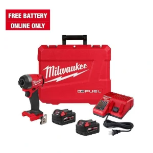 Milwaukee M18 FUEL 18V Lithium-Ion Brushless Cordless 1/4 in. Hex Impact Driver Kit with Two 5.0Ah Batteries Charger Hard Case