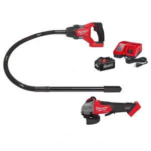 Milwaukee M18 FUEL 18V Lithium-Ion Brushless Cordless 4 ft. Concrete Pencil Vibrator Kit with 6.0 Ah Battery & M18 FUEL Grinder