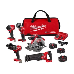 Milwaukee M18 FUEL 18V Lithium-Ion Brushless Cordless Combo Kit (5-Tool) with Two 5.0 Ah Batteries, 1 Charger 1 Tool Bag T726934390