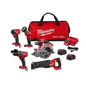 Milwaukee M18 FUEL 18V Lithium-Ion Brushless Cordless Combo Kit (5-Tool) with Two 5.0 Ah Batteries, 1 Charger 1 Tool Bag T726934691