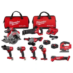 Milwaukee M18 FUEL 18V Lithium-Ion Brushless Cordless Combo Kit with Two 5.0 Ah Batteries (7-Tool) w/Multi-Tool & Jig Saw