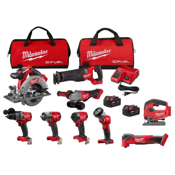 Milwaukee M18 FUEL 18V Lithium-Ion Brushless Cordless Combo Kit with Two 5.0 Ah Batteries (7-Tool) w/Multi-Tool & Jig Saw