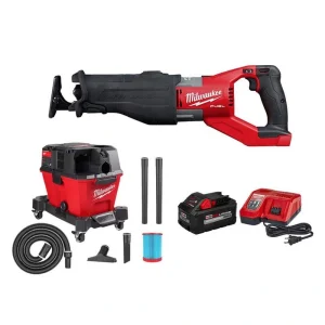 Milwaukee M18 FUEL 18V Lithium-Ion Brushless Cordless Super Sawzall Reciprocating Saw W/6 Gal. Wet/Dry Vac and 8.0Ah Starter Kit