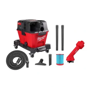 Milwaukee M18 FUEL 6 Gal. Cordless Wet/Dry Shop Vac w/Filter, Hose and AIR-TIP 1-1/4 in. – 2-1/2 in. (1-Piece) Cross Brush Tool