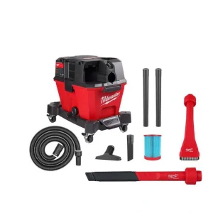 Milwaukee M18 FUEL 6 Gal. Cordless Wet/Dry Shop Vacuum W/Filter, Hose and AIR-TIP 1-1/4 in. – 2-1/2 in. Flex Crevice and Brush Kit