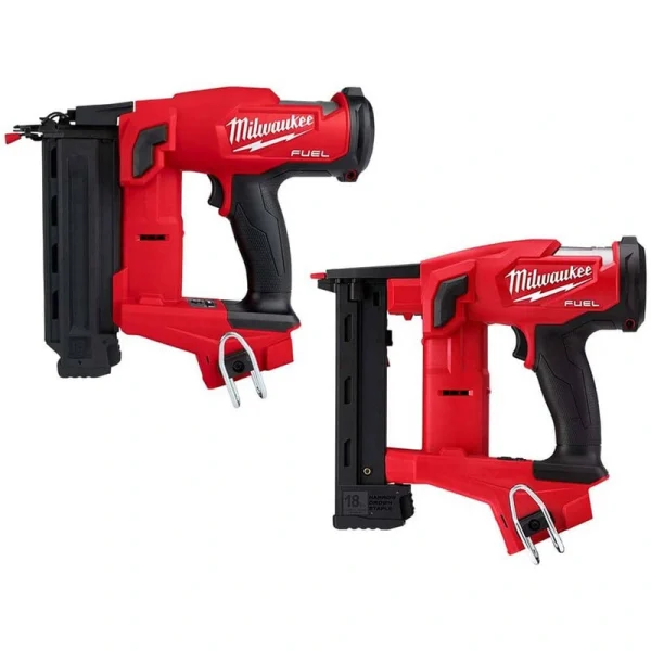 Milwaukee M18 FUEL Brushless Cordless 18-Gauge 1/4 in. Narrow Crown Stapler w/M18 FUEL Brushless Cordless 18-Gauge Brad Nailer