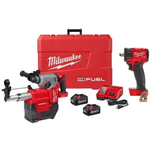 Milwaukee M18 FUEL ONE-KEY 18V Lithium-Ion Brushless Cordless 1 in. SDS-Plus Rotary Hammer with M18 FUEL Impact Wrench