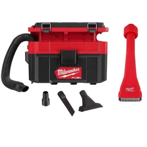 Milwaukee M18 FUEL PACKOUT Cordless 2.5 Gal Wet/Dry Vacuum w/AIR-TIP 1-1/4 in. – 2-1/2 in. (1-Piece) Claw Brush