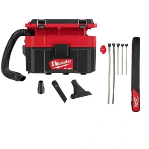 Milwaukee M18 FUEL PACKOUT Cordless 2.5 Gal Wet/Dry Vacuum w/AIR-TIP 1-1/4 in. – 2-1/2 in. (7-Piece) Long Reach Flexible Hose Set