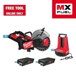 Milwaukee MX FUEL Lithium-Ion 14 in. Cut Off Saw Kit with RAPIDSTOP Brake w/ (2) FORGE XC8.0 Batteries & (1) MX FUEL Super Charger