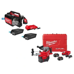 Milwaukee MX FUEL Lithium-Ion Cordless Briefcase Concrete Vibrator Kit W/M18 FUEL 1 in. SDS-Plus Rotary Hammer/Dust Extractor Kit