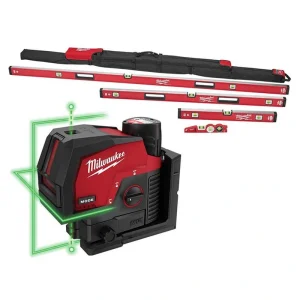Milwaukee REDSTICK Magnetic Box Level Set with Torpedo Level and M12 125 ft. Cross and Point Laser Level Kit (6-Piece)