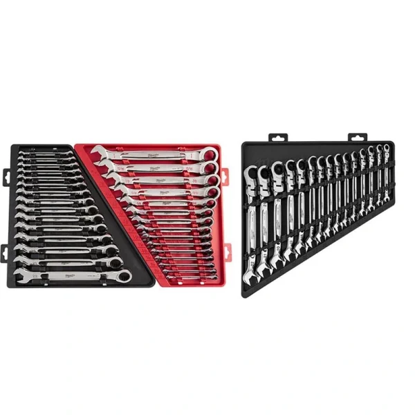 Milwaukee SAE/Metric Combination Ratcheting Wrench Set with Metric Flex-Head Ratcheting Wrench Set (45-Piece)