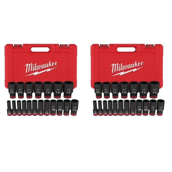 Milwaukee SHOCKWAVE 1/2 in. Drive SAE 6 Point Impact Socket Set (38-Piece)