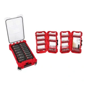 Milwaukee SHOCKWAVE Impact Duty 1/2 in. Drive Metric Deep Well PACKOUT Socket Set (16-Piece) with Screw Driver Bit Set (120-Piece)
