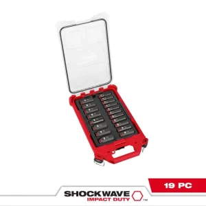Milwaukee SHOCKWAVE Impact-Duty 3/8 in. Drive Metric Deep Well Impact PACKOUT Socket Set (19-Piece)