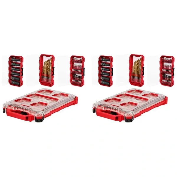 Milwaukee SHOCKWAVE Impact Duty Alloy Steel Screw Driver Bit Set with (2) PACKOUT Cases (120 PC)