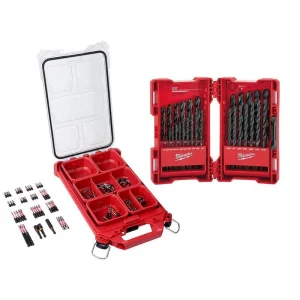 Milwaukee SHOCKWAVE Impact-Duty Alloy Steel Screw Driver Bit Set with PACKOUT Case w Black Oxide Drill Bit Set (129-Piece)