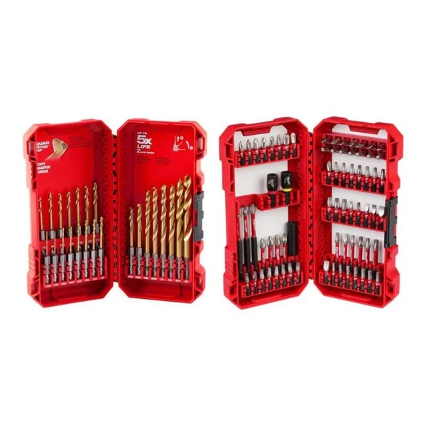 Milwaukee SHOCKWAVE Impact Duty Titanium Twist Drill Bit Set with SHOCKWAVE Impact Duty Alloy Steel Screw Driver Bit Set(93-Piece)