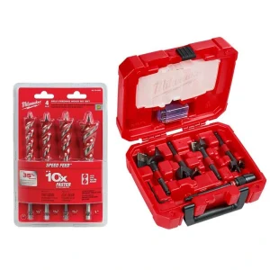 Milwaukee SPEED FEED Auger Wood Drilling Bit Set with Switch Blade Plumber’s Kit (9-Piece)