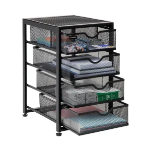 Mind Reader Black 4-Drawer 12.3-in File Cabinet