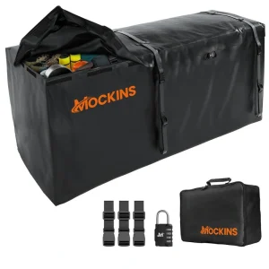 Mockins 40 cu. ft. Waterproof Black Hitch Cargo Carrier Bag (84 in. x 24 in. x 34 in.) with 3 Buckle Straps, Lock and Carry Case