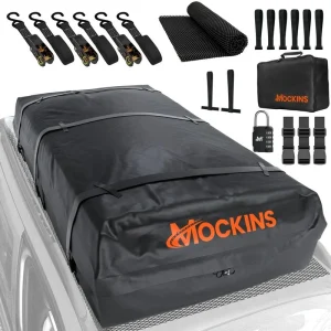 Mockins 40 Cu. ft. Waterproof Rooftop Cargo Carrier Bag – 72 in x 48 in x 20 in Soft Shell Roof Bag w/ Carry Bag and Accessories